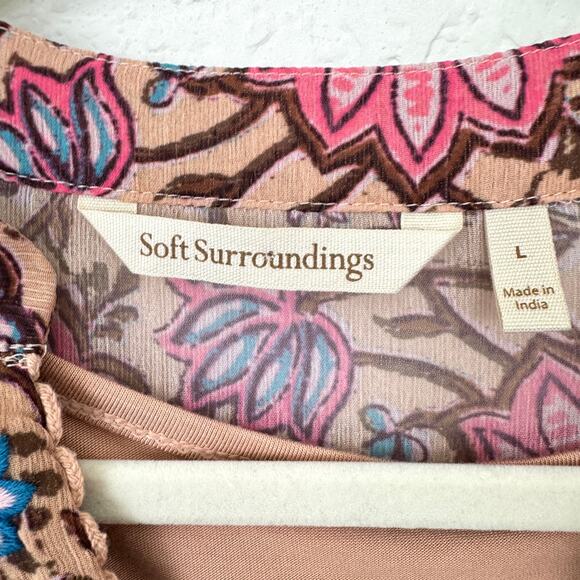 Soft Surroundings Womens Blouse Top Size L Floral Embroider Sequin Boho Artsy - Picture 2 of 8